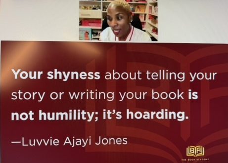 Luvvie Ajayi Jones chides us to not hold our stories in. "Your shyness about telling your story or writing your book is not humility, it's hoarding."